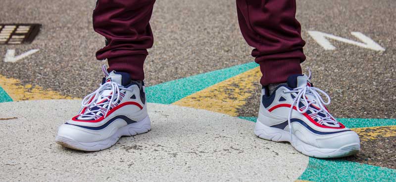 Fila Ray with blue and red stripes