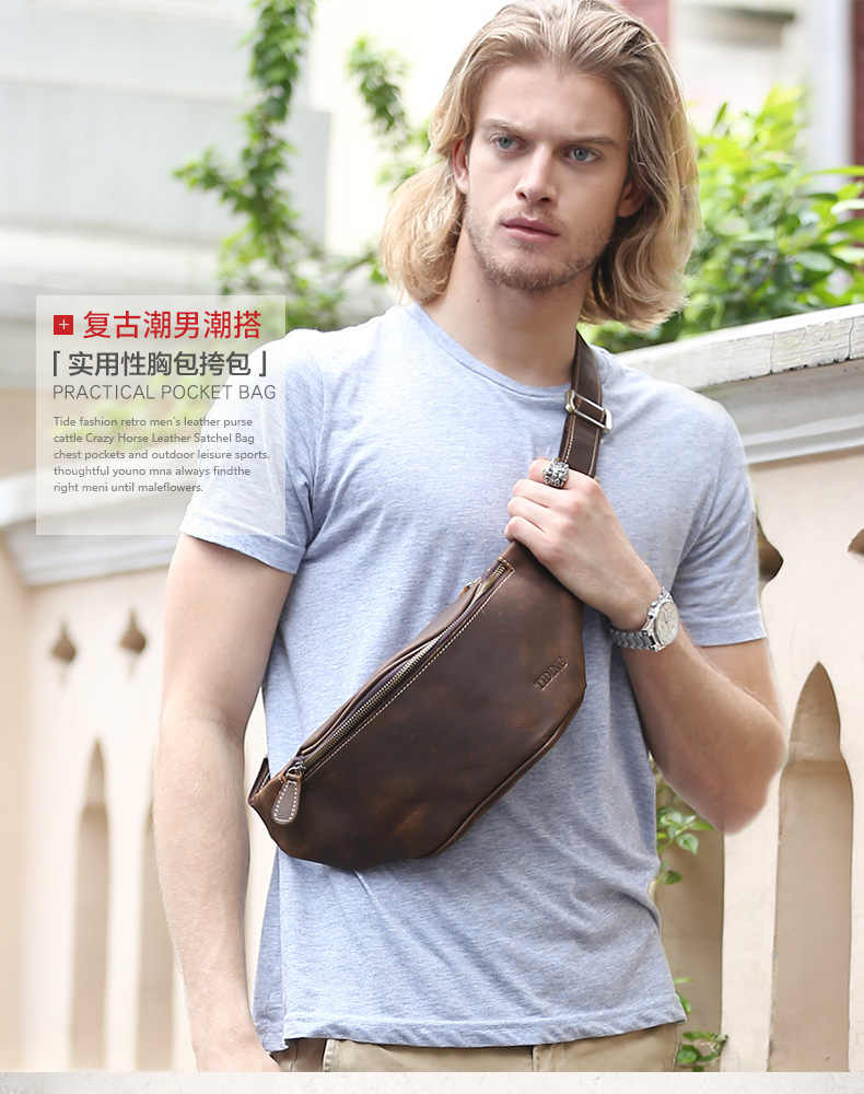 Fashion Men's Waist Bag Chest Bag Retro One-shoulder Messenger Bag