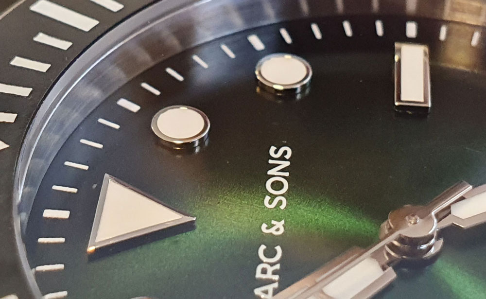 Marc and Sons pro diver 3 dial up close